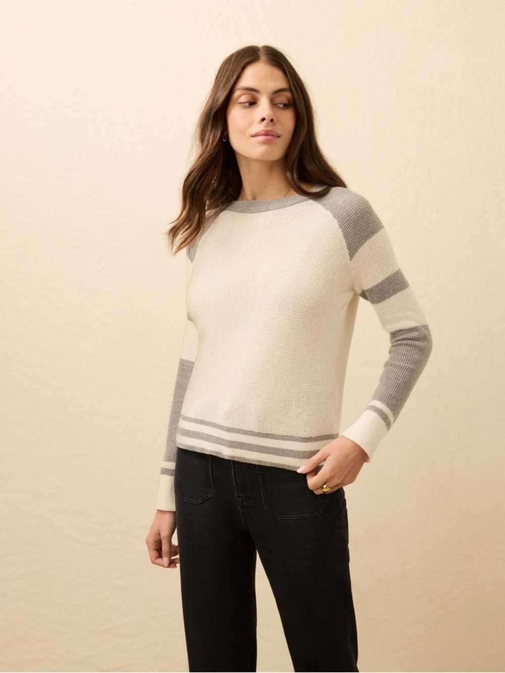 Faherty Gray White Throwback Crewneck Size XS